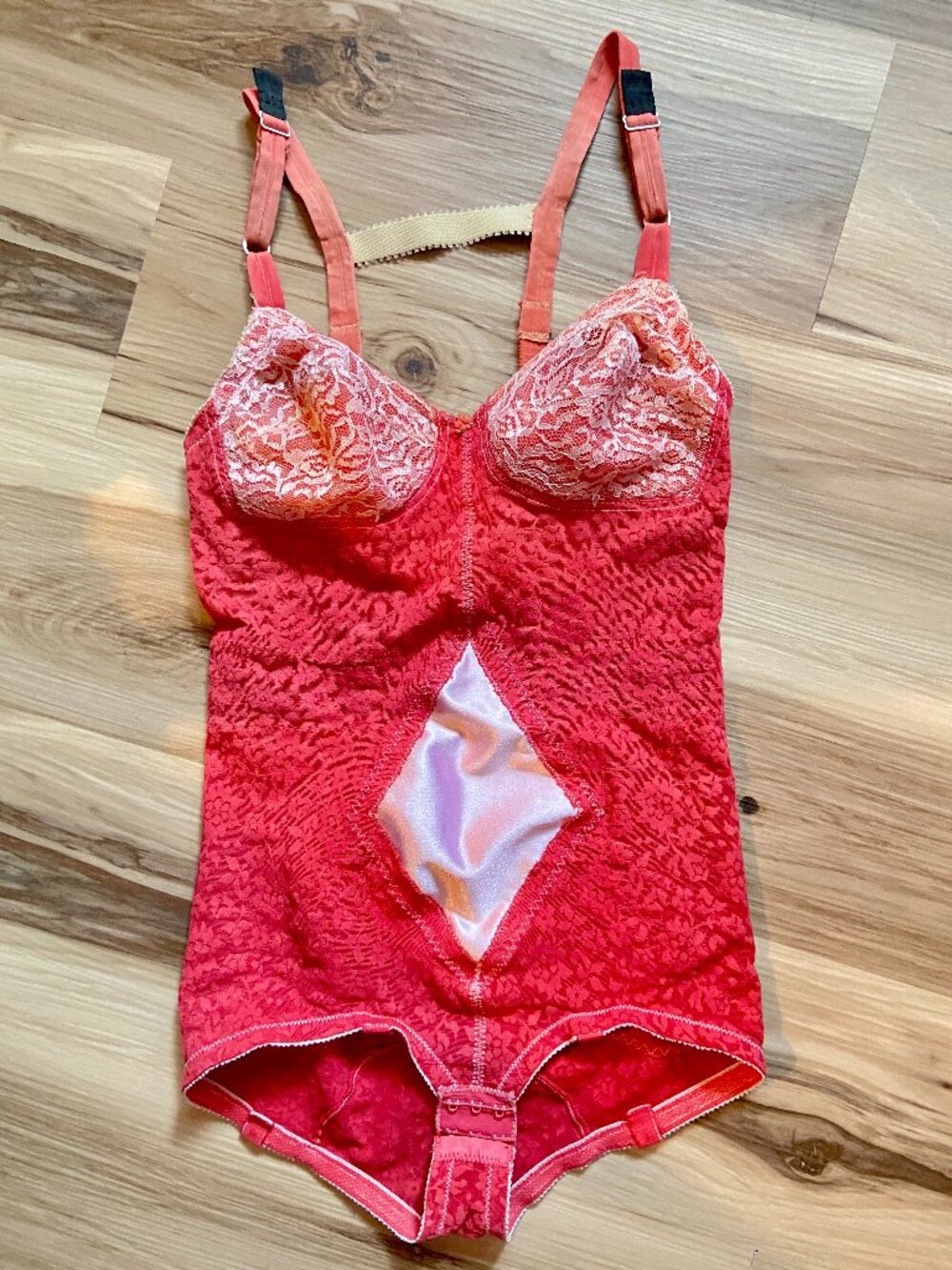 Vintage Rago? Pink Lace Panty Shapewear Girdle Garters Artisan Hand Dyed S/M
